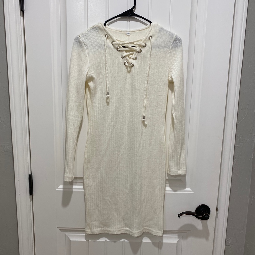 White sweater dress size small